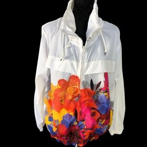 Adidas Stella McCartney Women White Blossom Windbreaker Running Hiking Jacket L